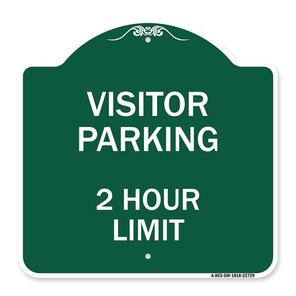 Signmission Visitor Parking Sign Visitor Parking 2 Hour Limit, Green & White Alum Sign, 18" x 18", GW-1818-22729 A-DES-GW-1818-22729 - main